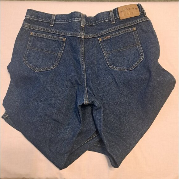 Denim Riders Jeans Mens Navy Blue 42x30 Cotton Solid 5 Pockets Button Zip - Picture 2 of 5